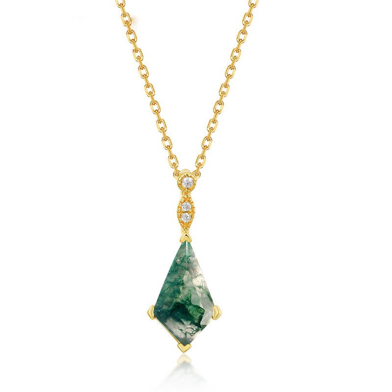 Conjunto de joyería de moosachat y circonio blanco – Lana