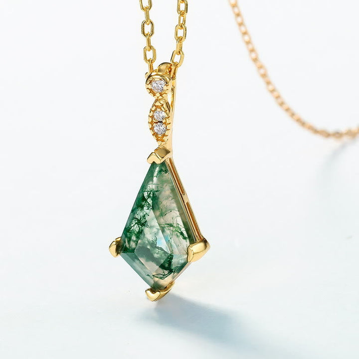 Conjunto de joyería de moosachat y circonio blanco – Lana