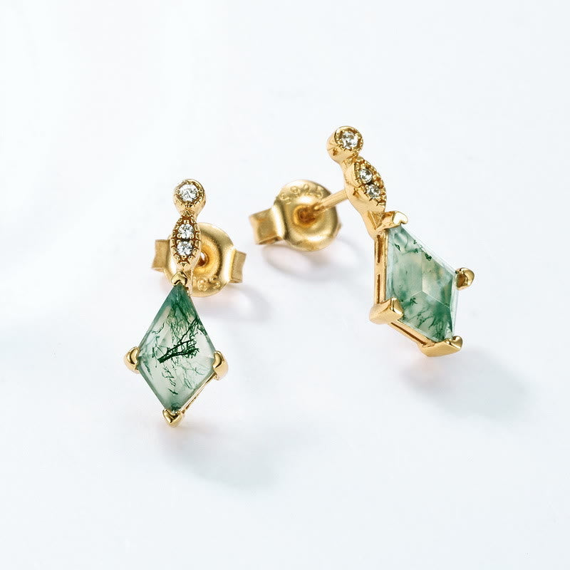 Conjunto de joyería de moosachat y circonio blanco – Lana