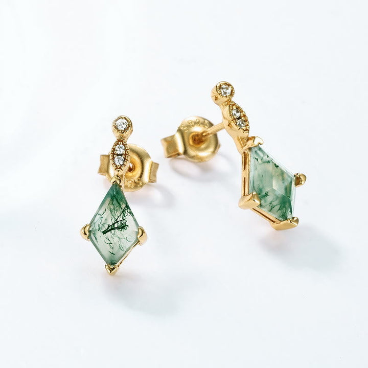 Conjunto de joyería de moosachat y circonio blanco – Lana