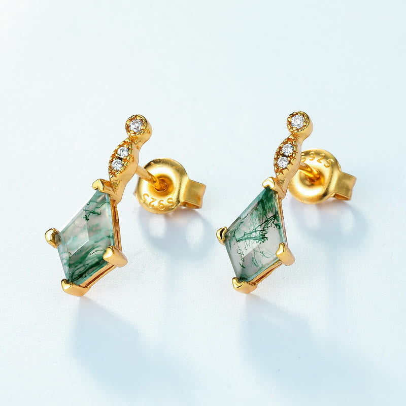 Conjunto de joyería de moosachat y circonio blanco – Lana