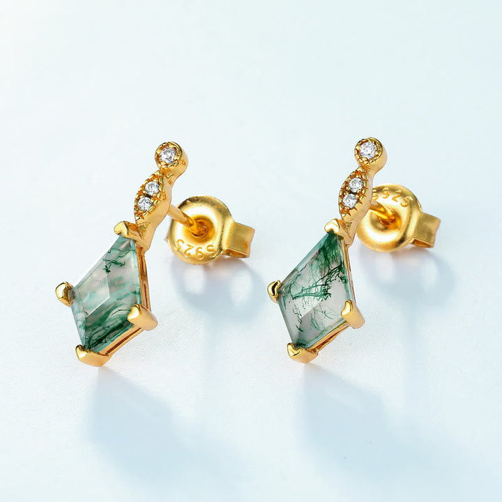 Conjunto de joyería de moosachat y circonio blanco – Lana
