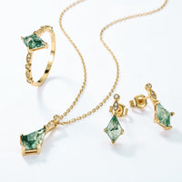 Conjunto de joyería de moosachat y circonio blanco – Lana