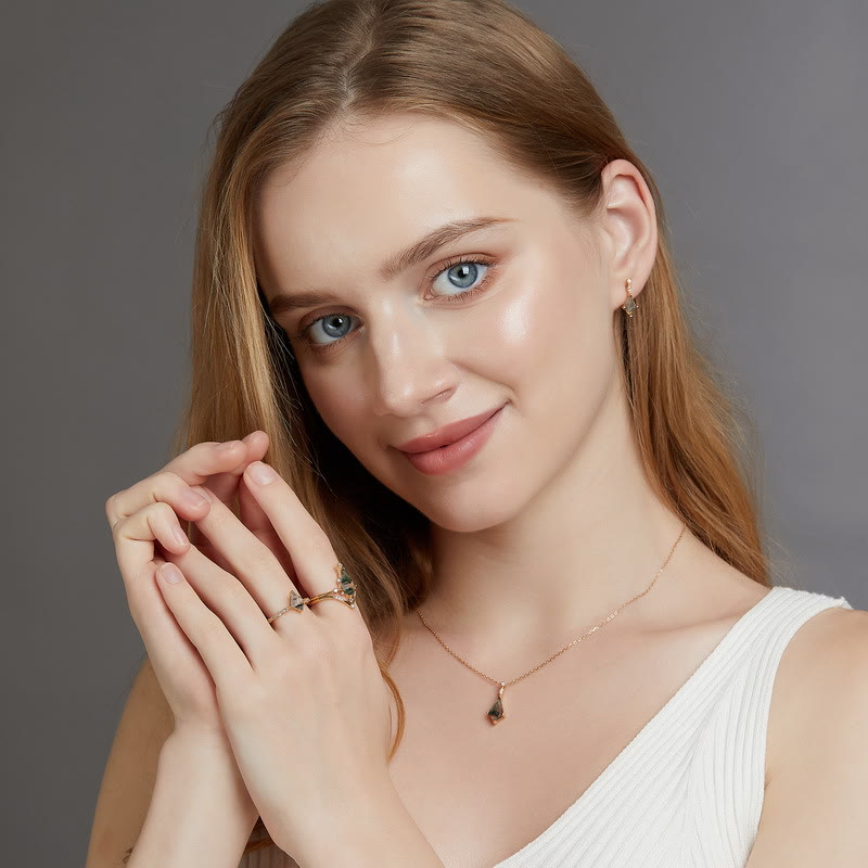 Conjunto de joyería de moosachat y circonio blanco – Lana