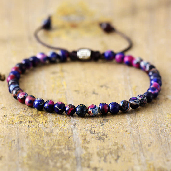 Pulsera trenzada ajustable de cuentas de piedra natural – Aisha