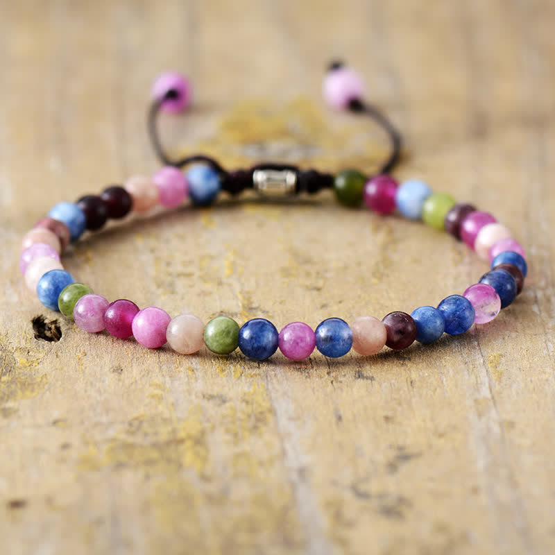 Pulsera trenzada ajustable de cuentas de piedra natural – Aisha