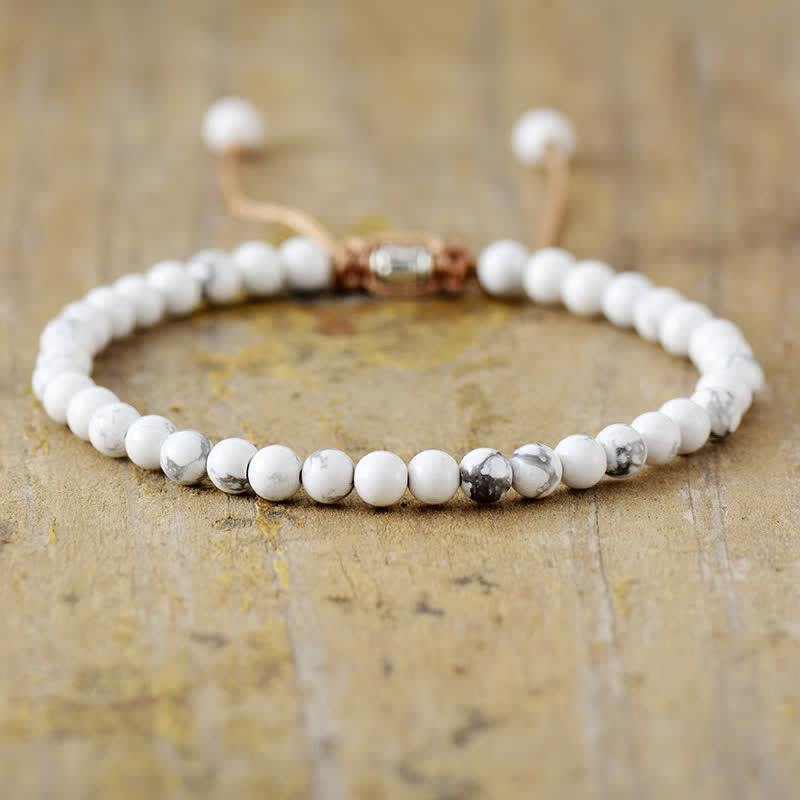 Pulsera trenzada ajustable de cuentas de piedra natural – Aisha