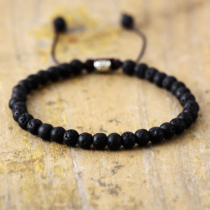 Pulsera trenzada ajustable de cuentas de piedra natural – Aisha