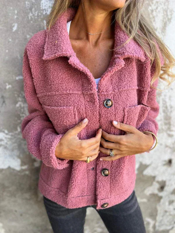 Chaqueta corta de peluche - Dion | Caliente con elegante cuello de solapa