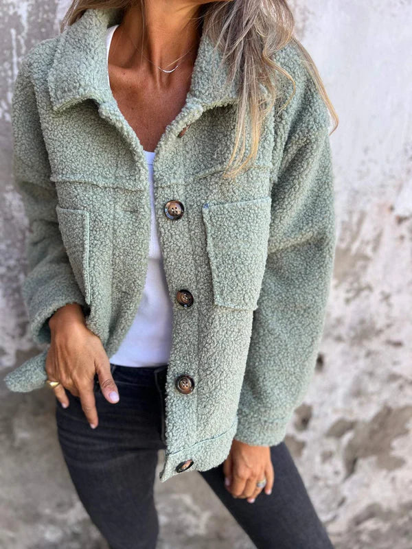 Chaqueta corta de peluche - Dion | Caliente con elegante cuello de solapa