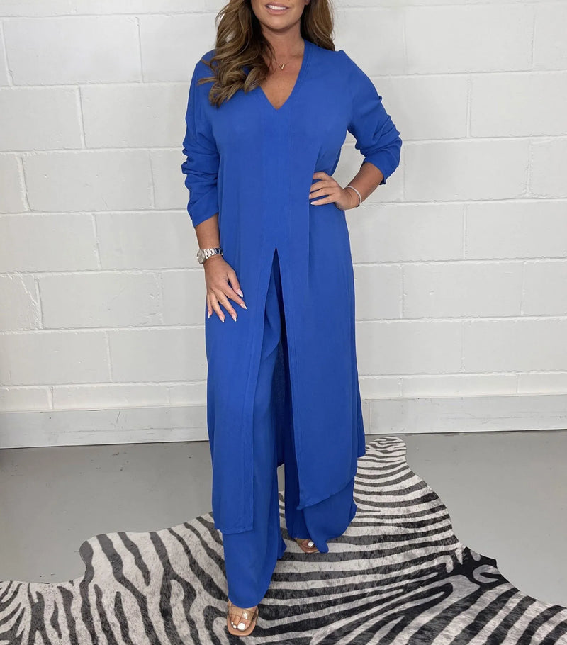 Conjunto de dos piezas para mujer con pantalón ancho – A la moda y aireado – Cosima