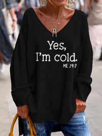 Women's Oversized V-Neck Sweater with Pattern – Alenia