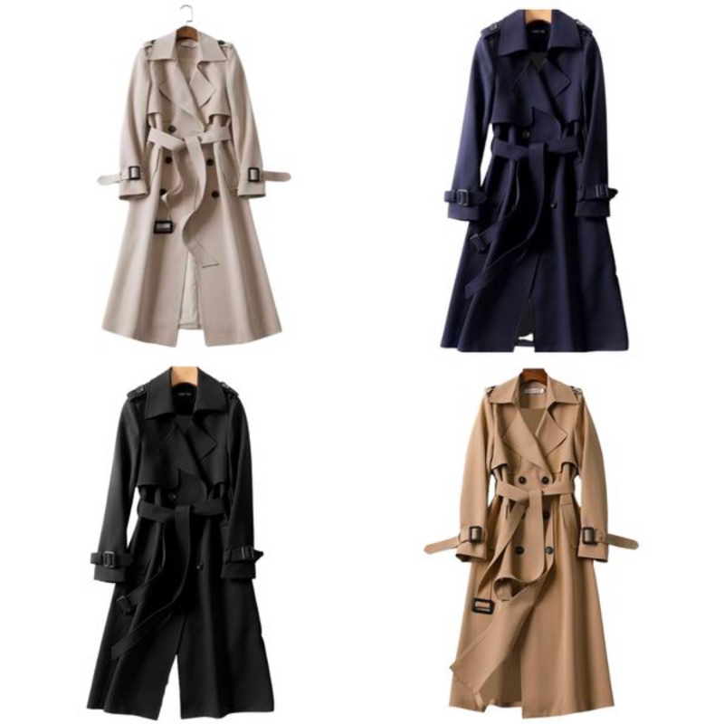 Elegant women's trench coat with double buttons – Celina