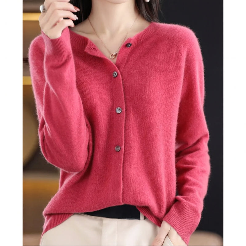 Damen Rundhals-Cardigan – Amalia Herbstzauber