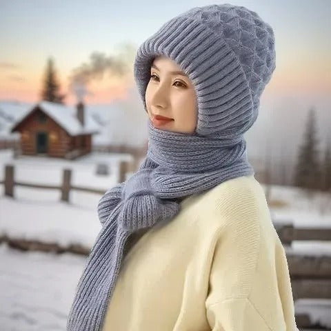 Gorro cálido para mujer con bufanda integrada - Nora
