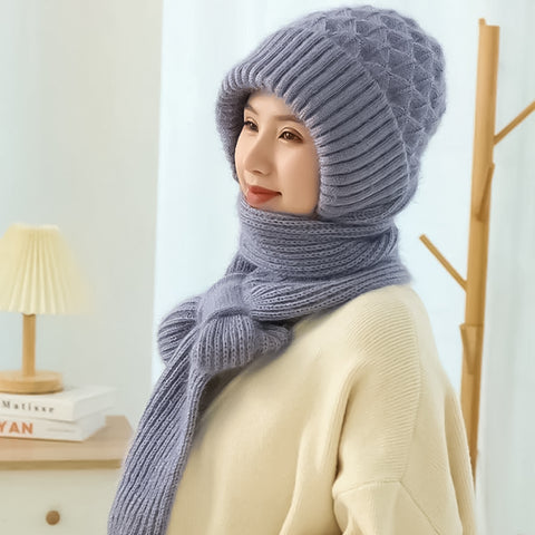 Gorro cálido para mujer con bufanda integrada - Nora