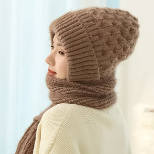 Gorro cálido para mujer con bufanda integrada - Nora