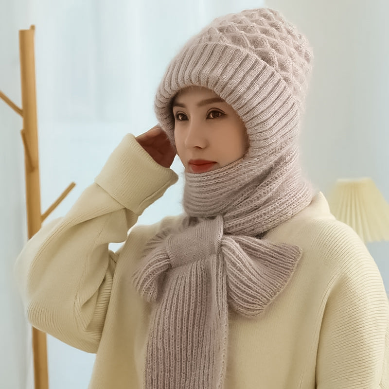 Gorro cálido para mujer con bufanda integrada - Nora