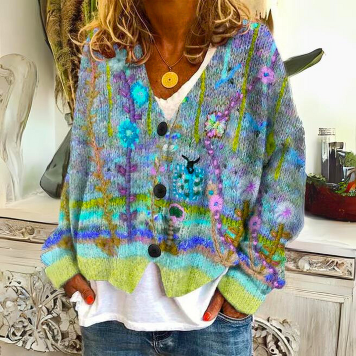 Chaqueta de punto cálida para mujer con estampado – Liv