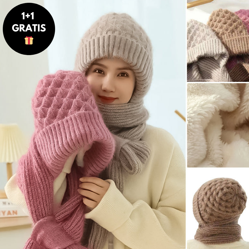 Gorro cálido para mujer con bufanda integrada - Nora