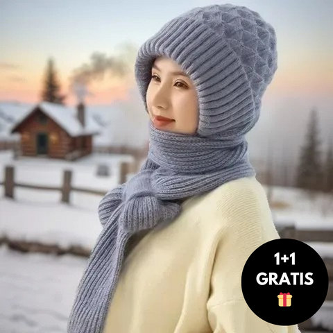 Gorro cálido para mujer con bufanda integrada - Nora
