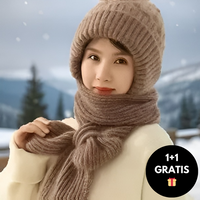 Gorro cálido para mujer con bufanda integrada - Nora