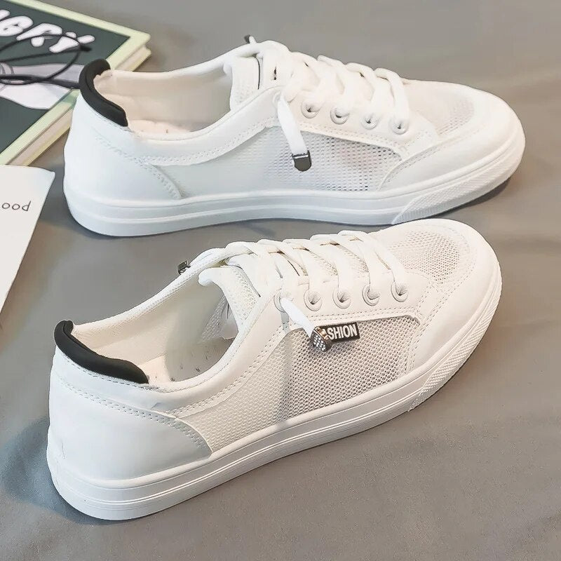 Zapatillas blancas para mujer con parte superior de malla – Elena
