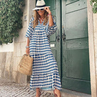 Printed maxi dress with waist band – Aurelia