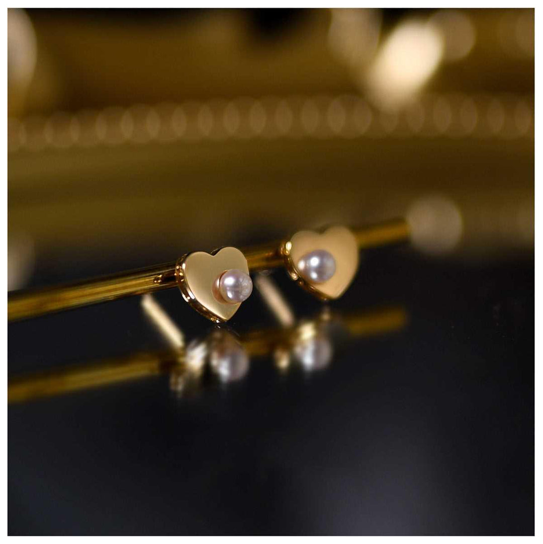 Heart Bead Stud Earrings - Amelie