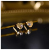 Heart Bead Stud Earrings - Amelie