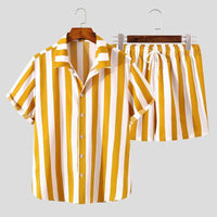 Stylish Men's Summer Set with Stripe Pattern - StripeFresh