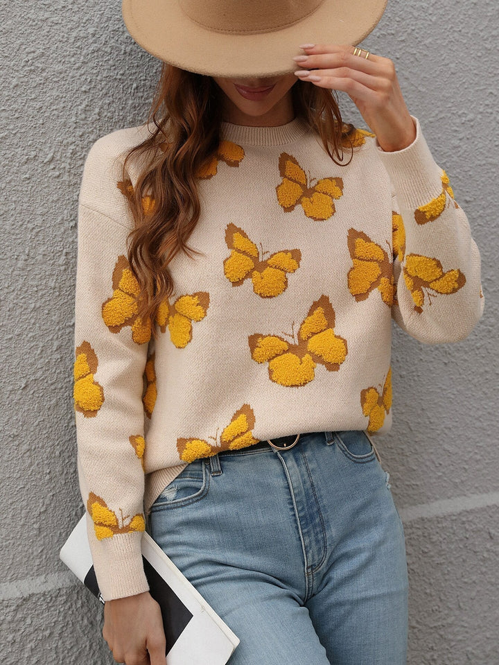 Women's Sweater with Butterfly Pattern – Liora