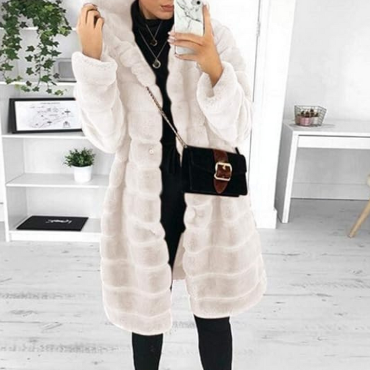 Luxuriöser Gestepper Wintermantel mit Kapuze - Elega