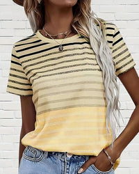 Camiseta de mujer a rayas con cuello redondo y degradado – Melia