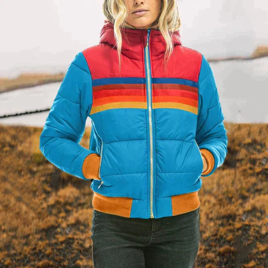 Colorful quilted jacket for women with hood – Ylva