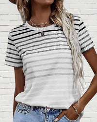 Camiseta de mujer a rayas con cuello redondo y degradado – Melia