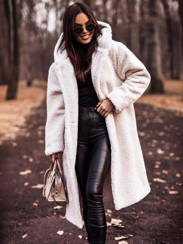 Women's trench coat with belt & double-breasted button placket – Clara