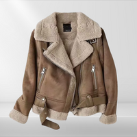 Women's Sherpa Fleece Bomber Jacket with Zipper – Amira