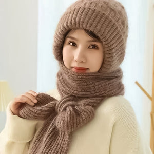 Gorro cálido para mujer con bufanda integrada - Nora
