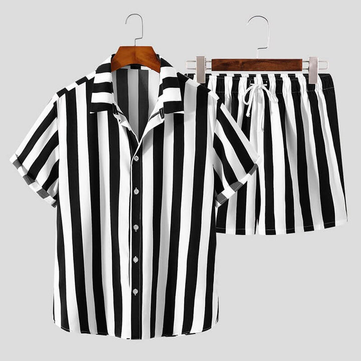 Stylish Men's Summer Set with Stripe Pattern - StripeFresh