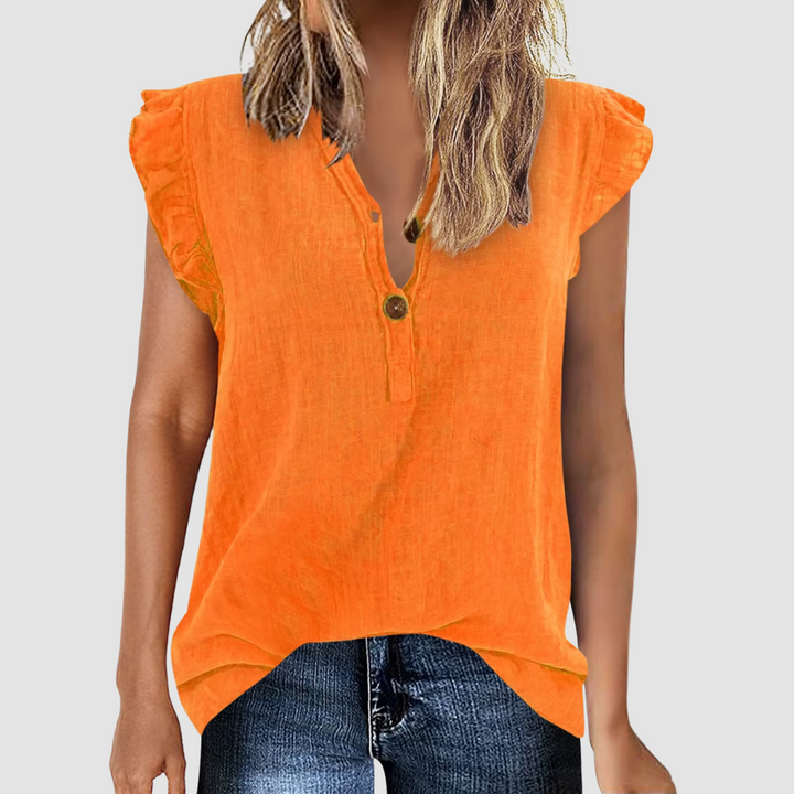 Lockere Damen Sommerbluse mit Knopfleiste – Léa