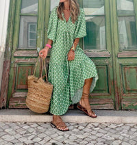 Printed maxi dress with waist band – Aurelia