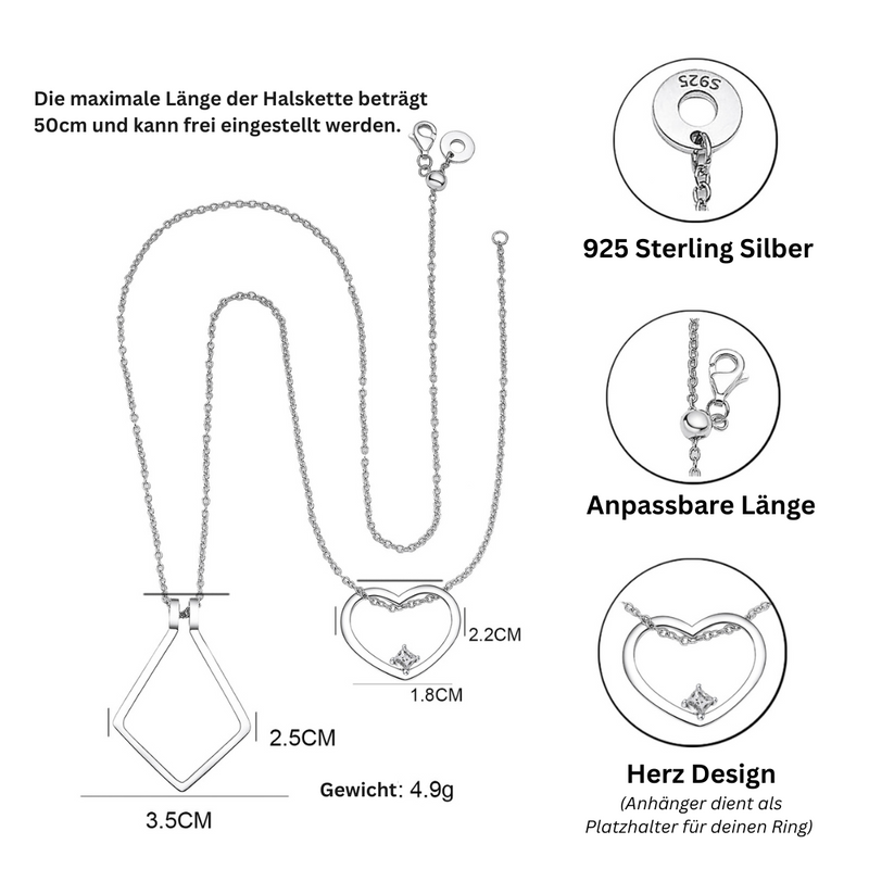 Ringhalter-Herz-Halskette – Amelina