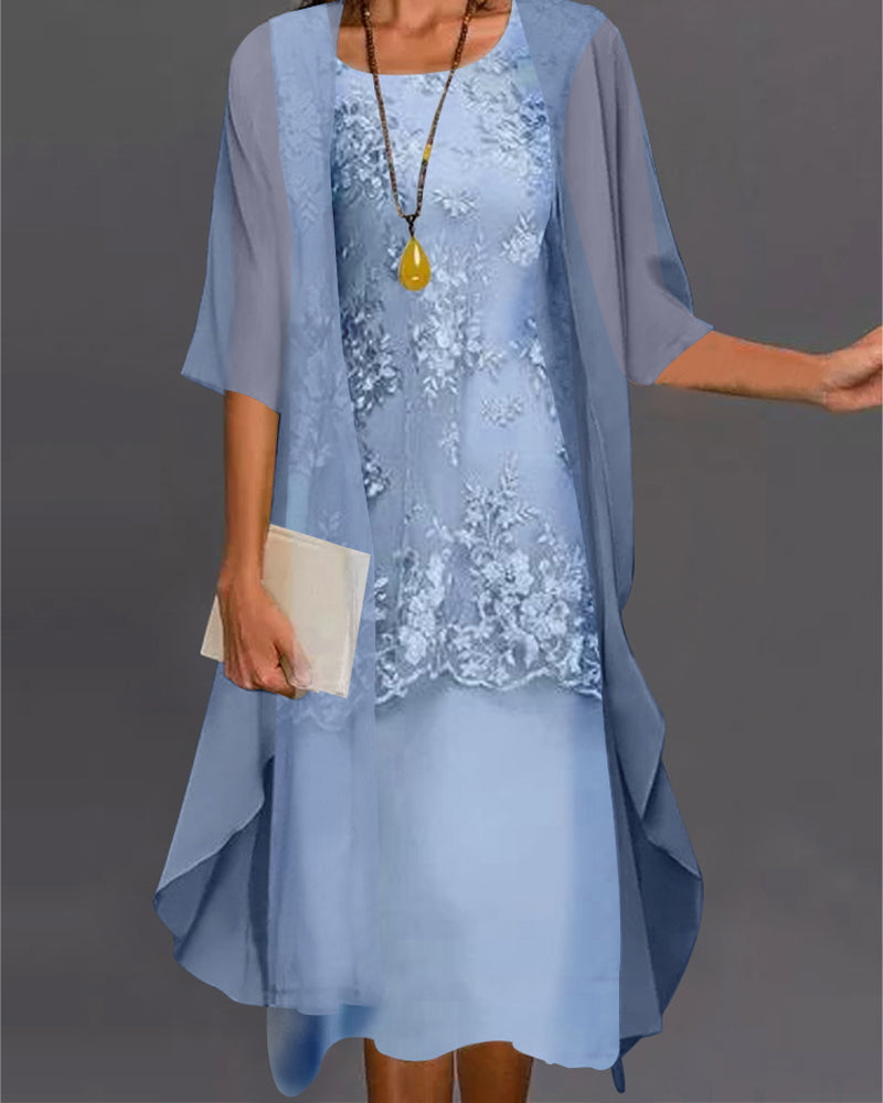 Elegant Two-Piece Chiffon Dress – Viviana