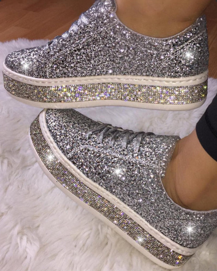 Stylish Platform Glitter Women's Sneakers - Sienna