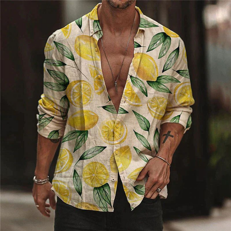 Camisa de verano con estampado de limones para hombre – Matteo