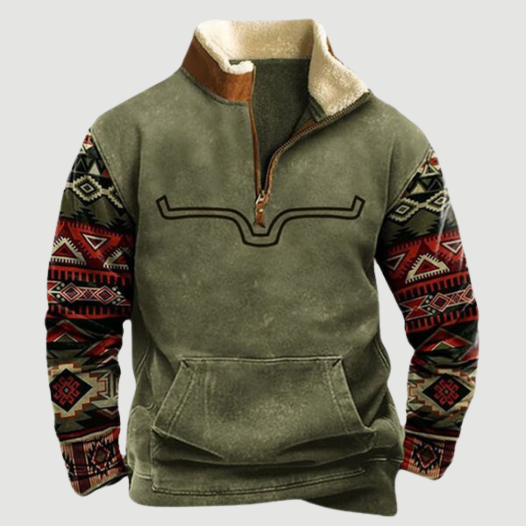 Vintage fleece vinterpullover med lynlås til herrer - Felix