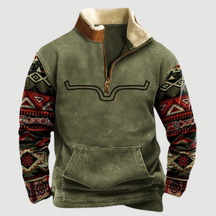 Vintage fleece vinterpullover med lynlås til herrer - Felix