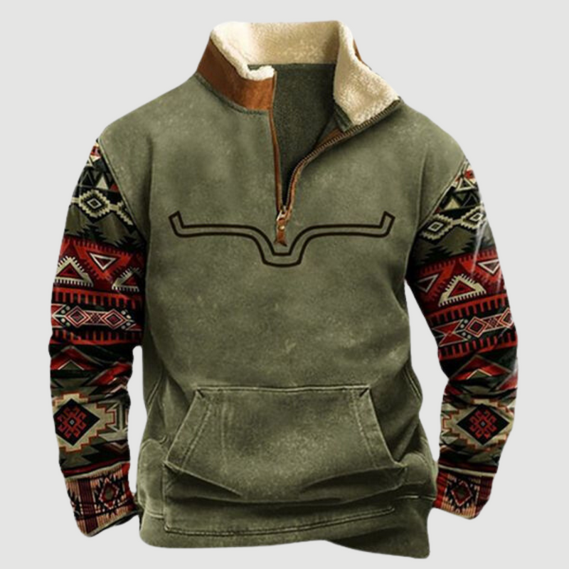 Vintage fleece vinterpullover med lynlås til herrer - Felix