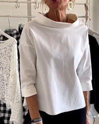 Blusa de otoño para mujer con cuello alto y mangas 3/4 – Mireille